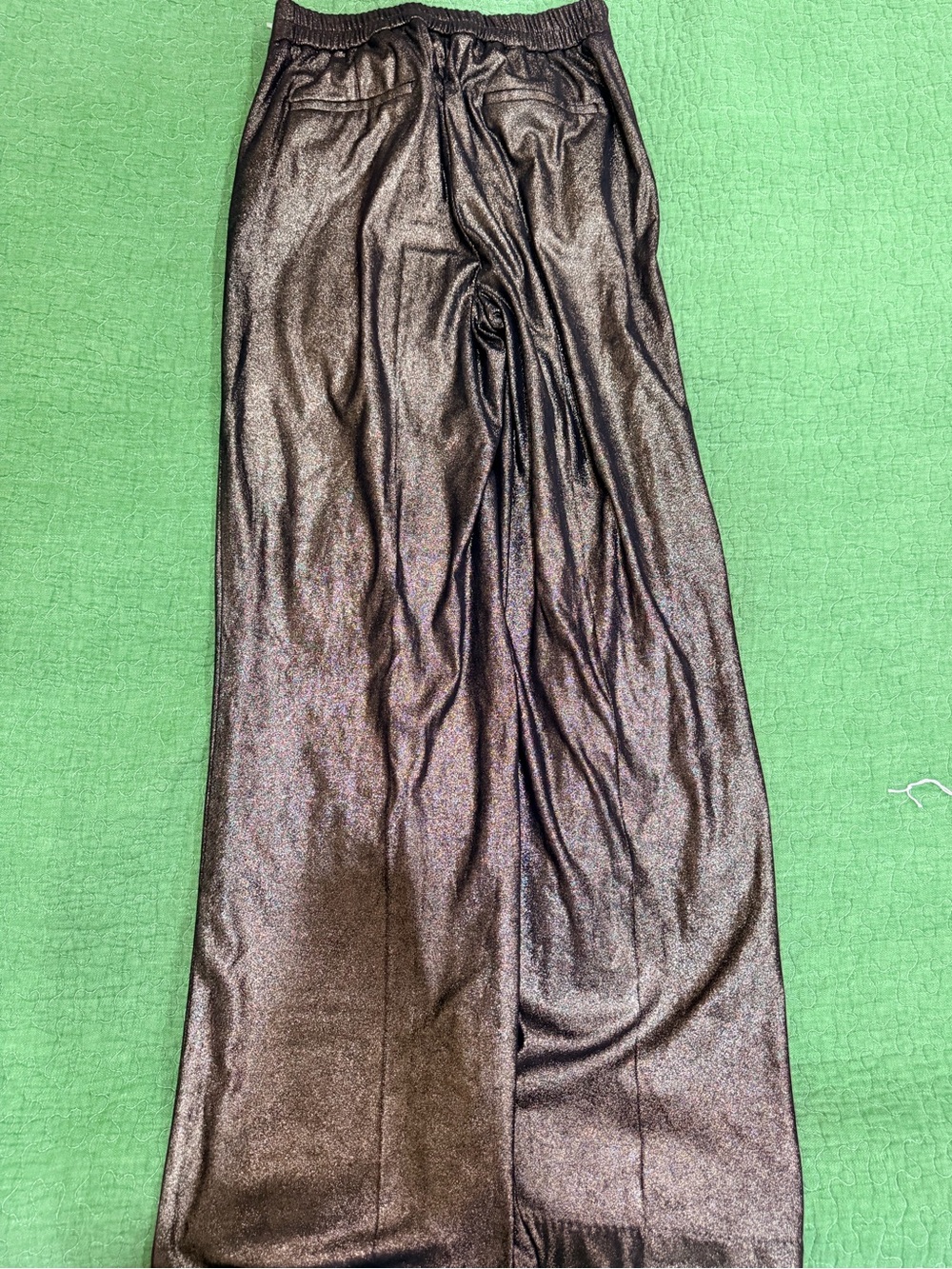 Joie Shimmery Metallic Wide-Leg Trousers in Dark Bronze